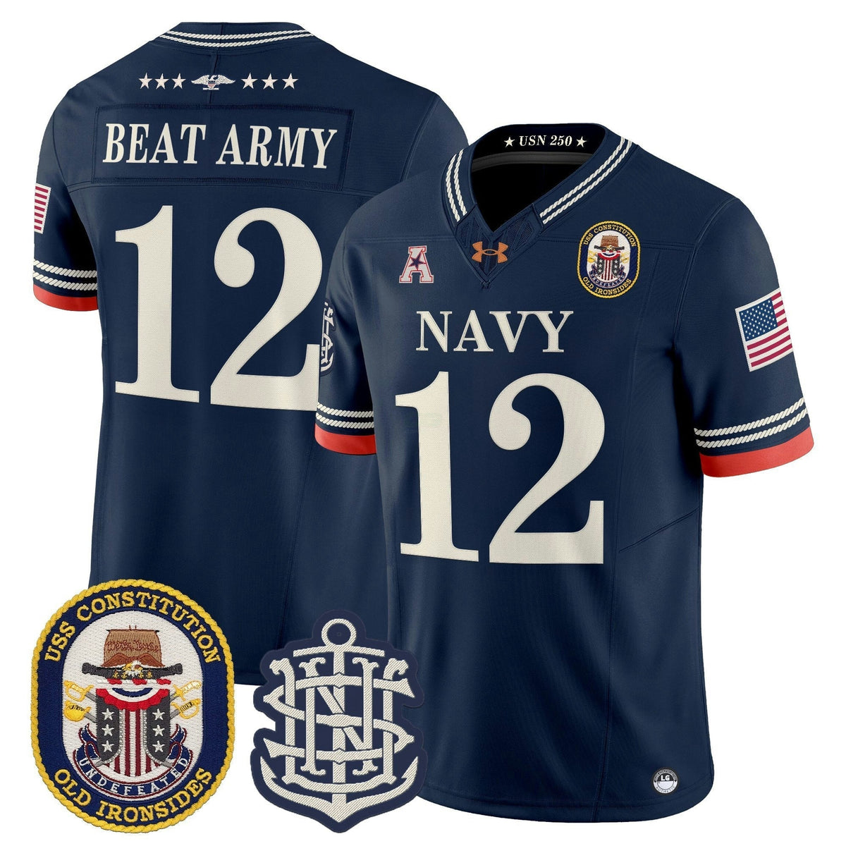 NCAA 250th Anniversary Vapor Limited Jersey - USS Constitution Patch - Stitched