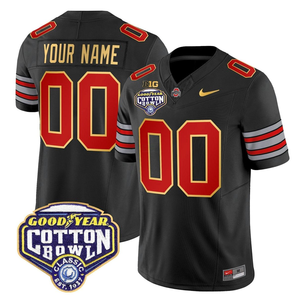 NCAA 'Heritage Stripe' Cotton Bowl Patch Gold Trim Vapor Limited Jersey - Custom