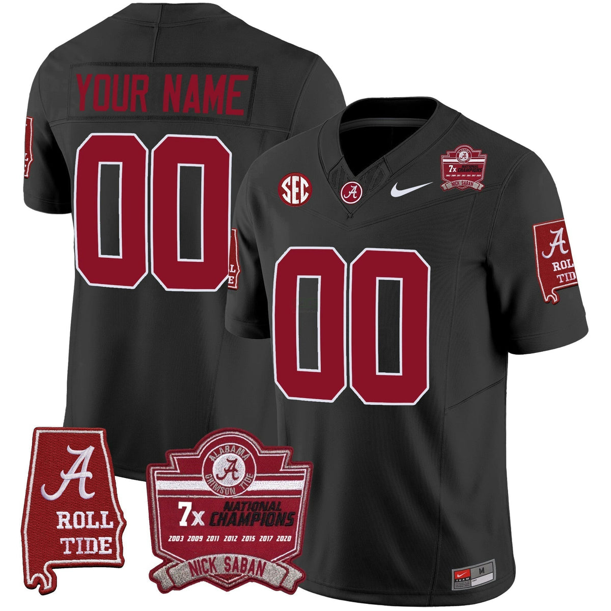 NCAA Nick Saban 7x Champions Patch Vapor Jersey - Custom