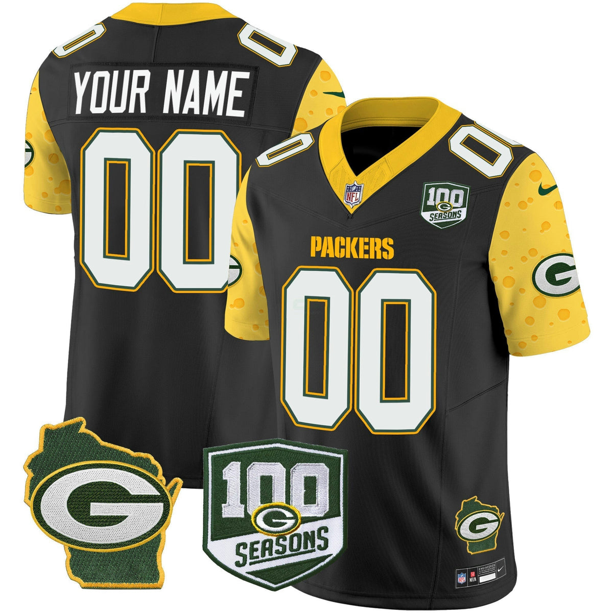 NFL 100th Season & Home Patch Cheese Vapor Limited Jersey