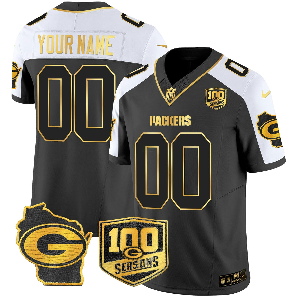 NFL 100th Season & Home Patch Gold Vapor Limited Jersey