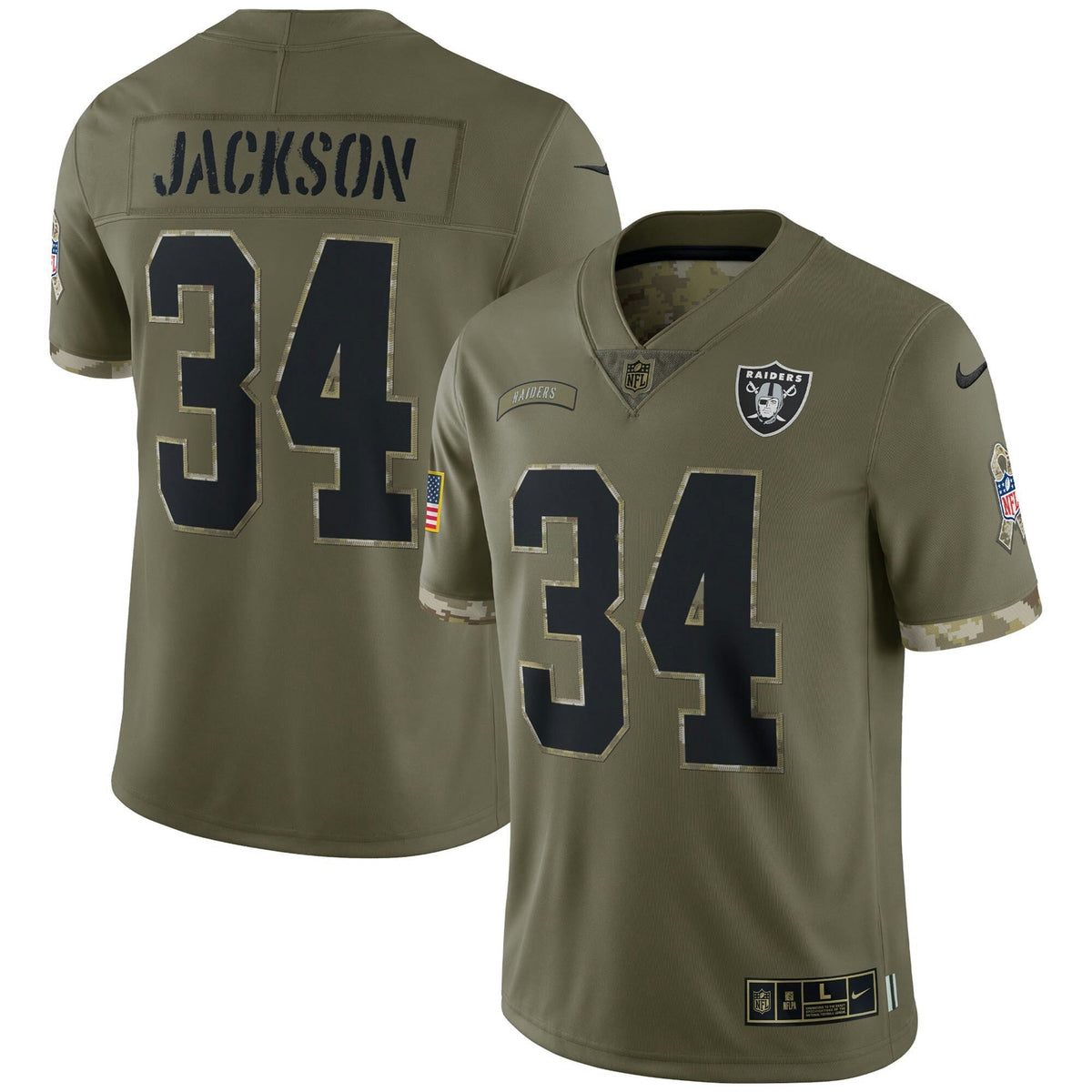 Jersey NFL Las Vegas Raiders 2022 Salute To Service Retired Player Limited – Olive