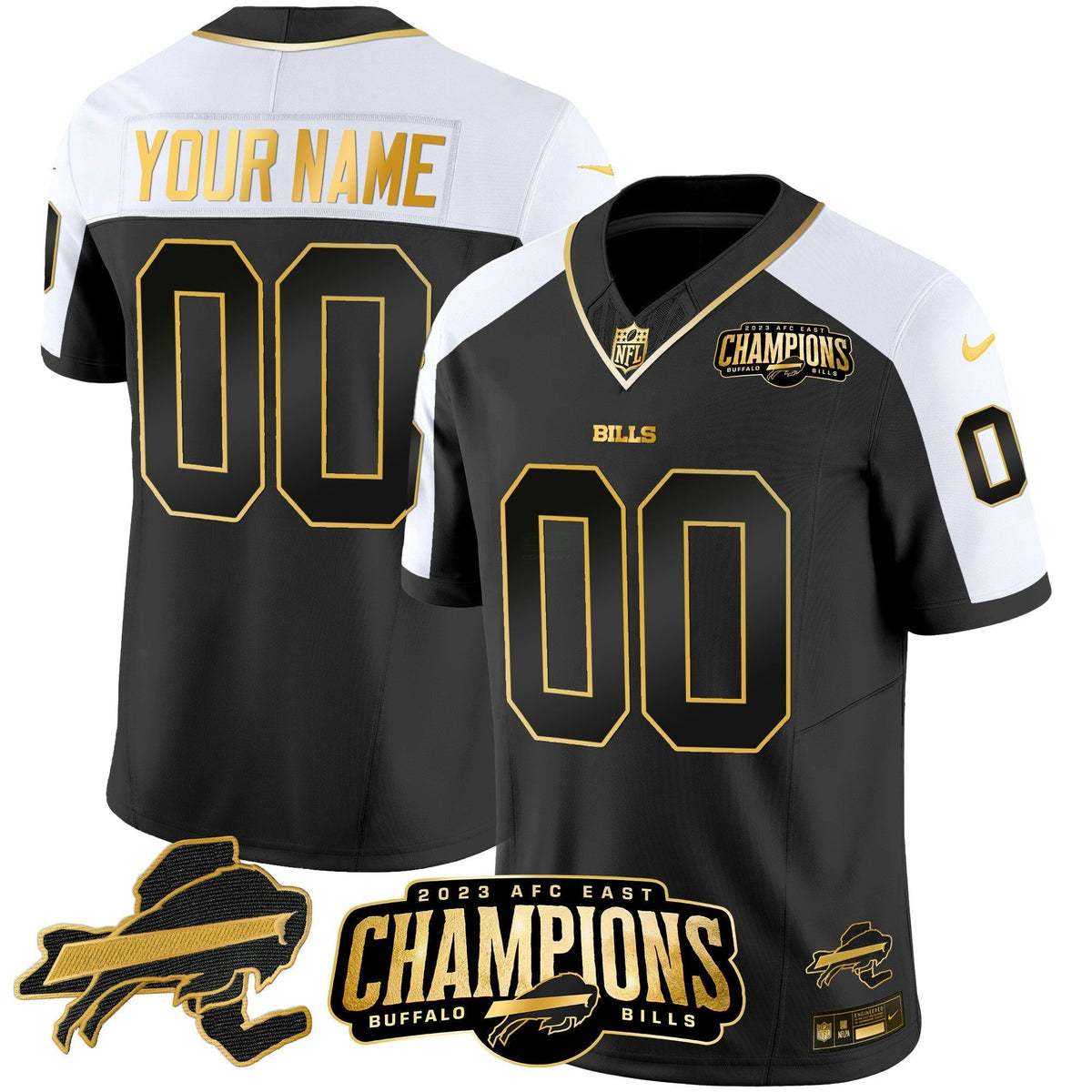 NFL 2023 AFC East Champions Patch Gold Vapor Jersey V2