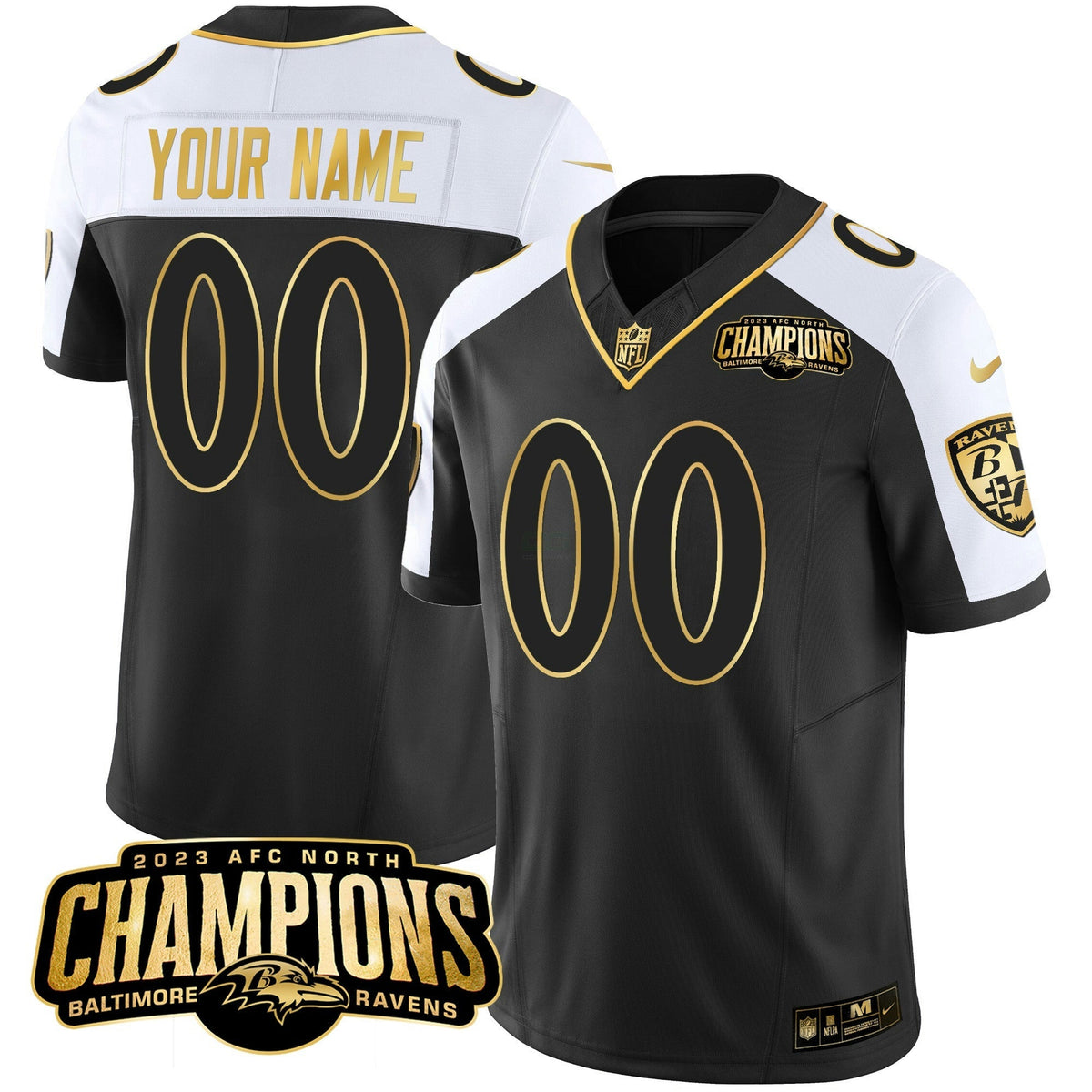 NFL 2023 AFC North Champions Patch Gold Vapor Jersey