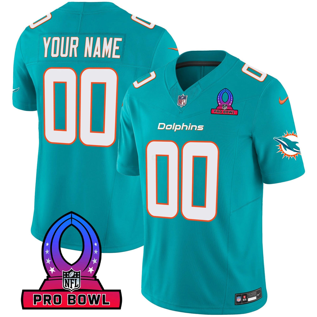 NFL Miami Dolphins 2024 Pro Bowl Patch Vapor Jersey - Custom