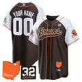 NFL #32 Jim Brown Memorial & Home Patch Jersey