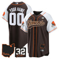NFL Cleveland Browns #32 Jim Brown Memorial & Home Patch Jersey V2 - Baseball