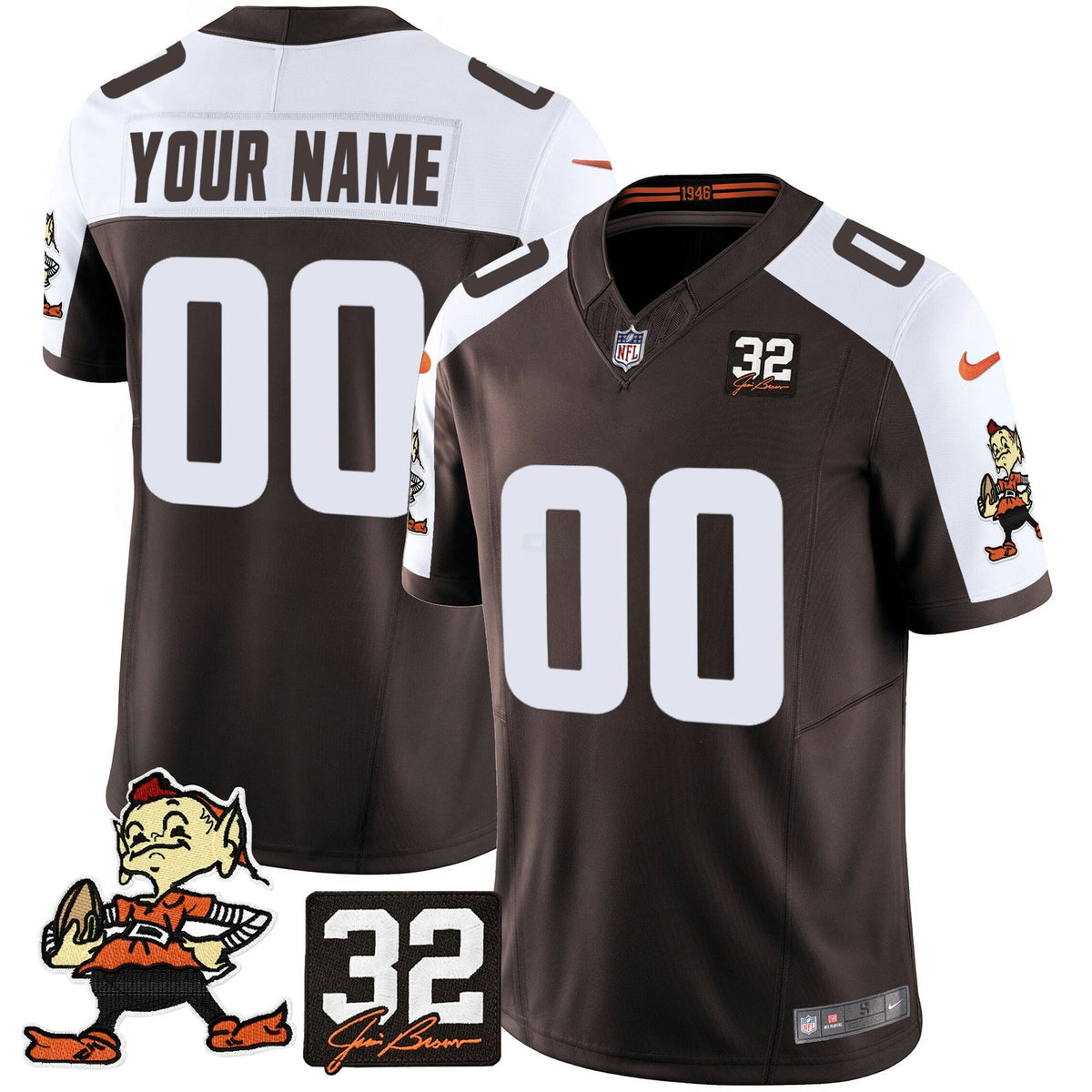 NFL #32 Jim Brown Memorial Patch Vapor Limited Jersey V2