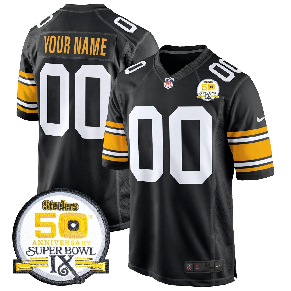 NFL 50th Anniversary Of Super Bowl IX Patch Game Jersey