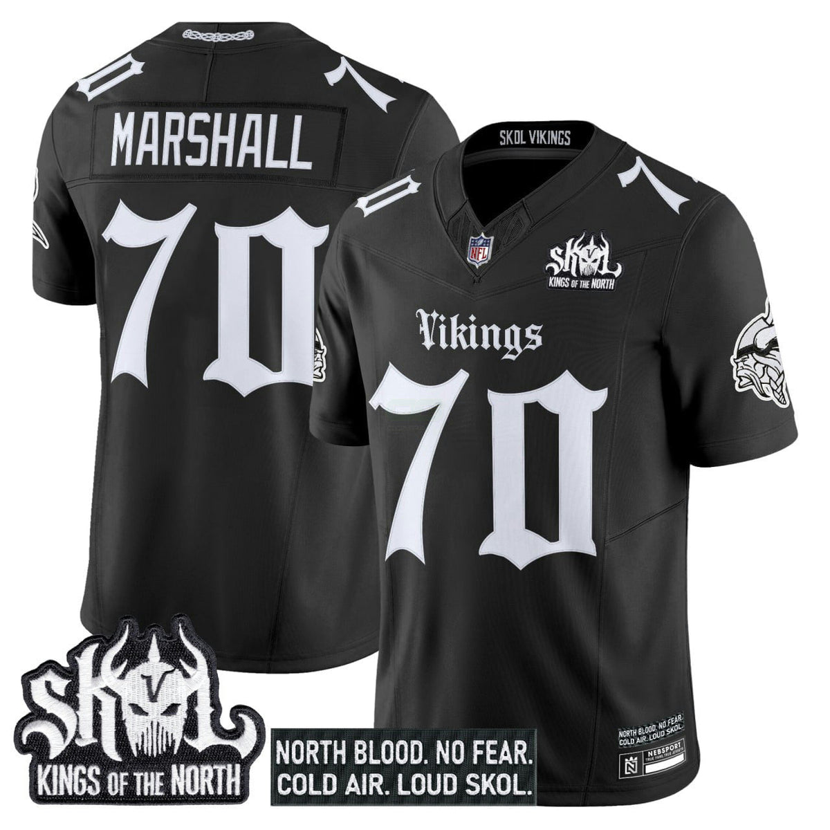 NFL #70 Marshall Minnesota ‘Gothic Norseblood Edition’ Vapor Limited Jersey - Black