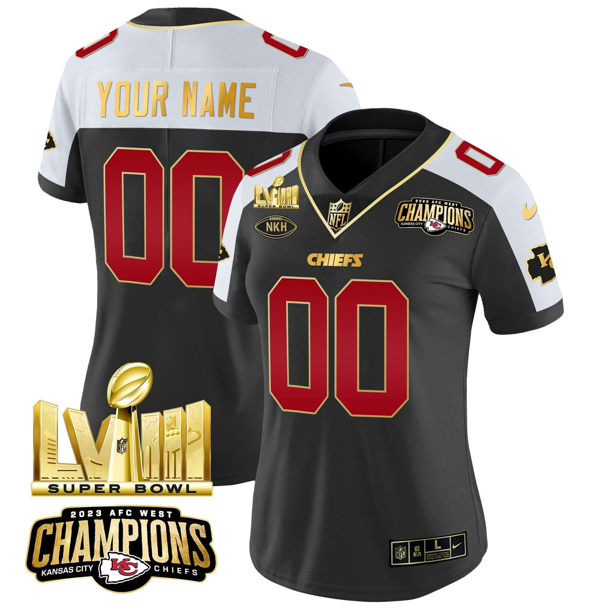 NFL AFC West Champions & Super Bowl LVIII Gold Patch Vapor Jersey