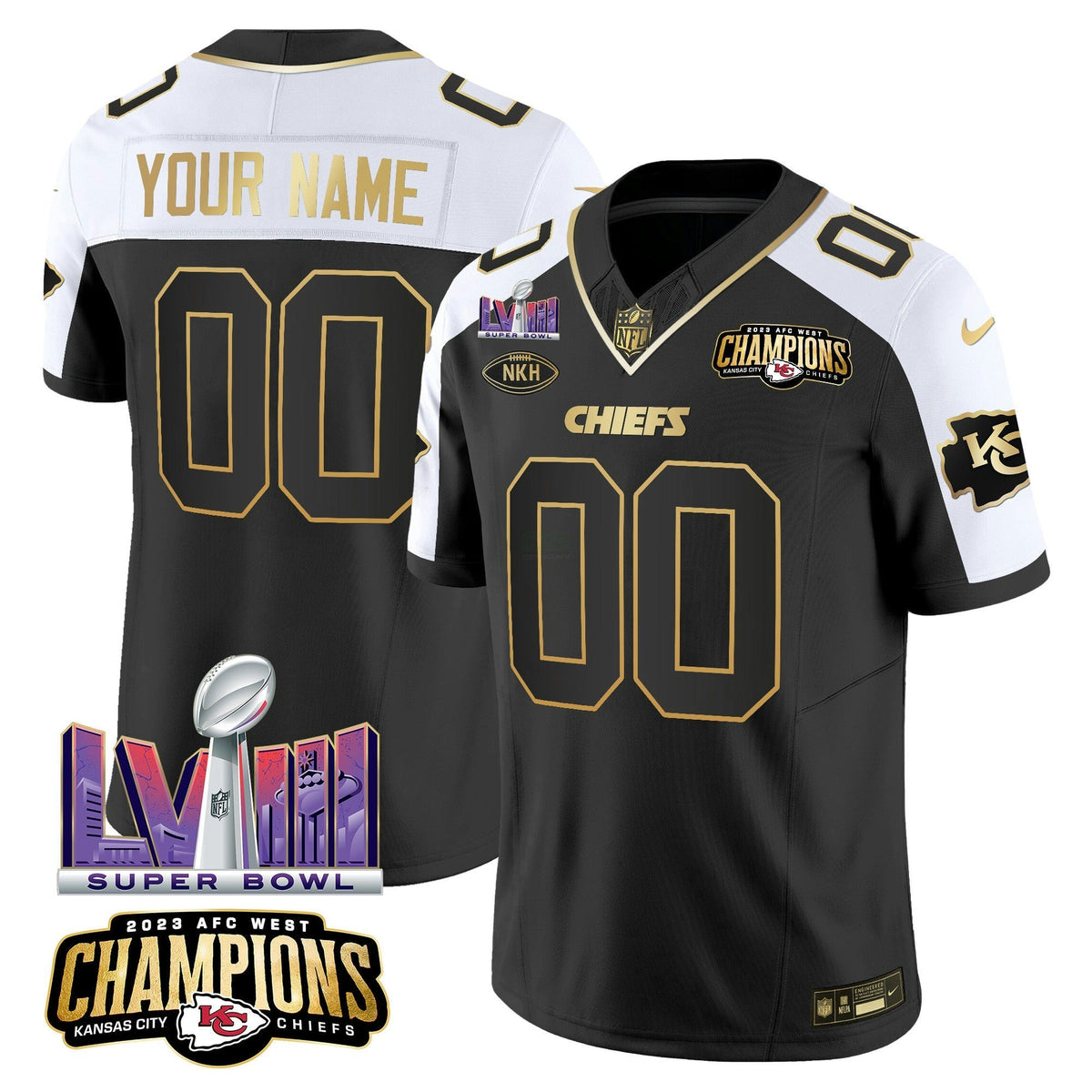 NFL AFC West Champions & Super Bowl LVIII Patch Vapor Jersey V2