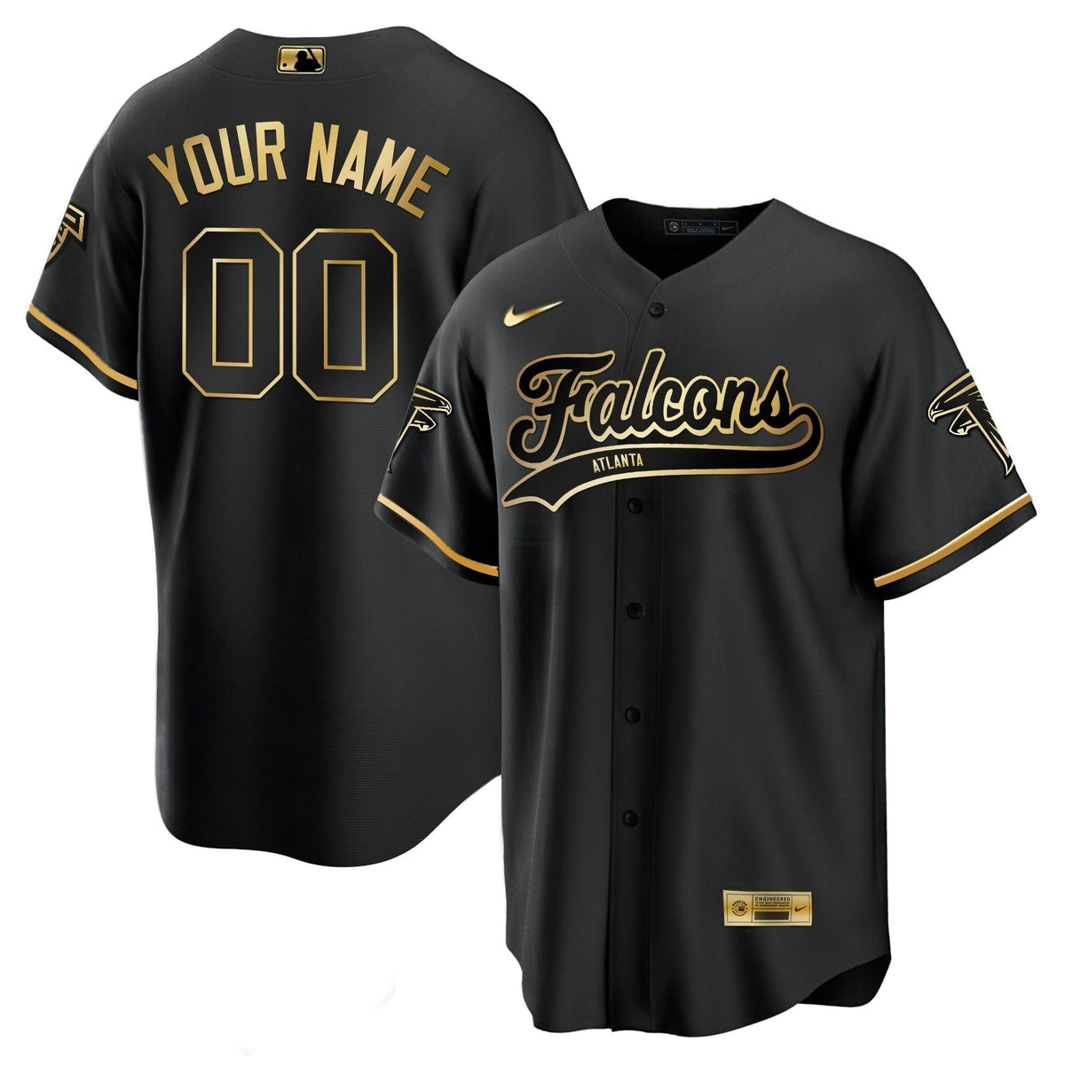 NFL Atlanta Falcons Atlanta Black Gold & White Gold Jersey - Baseball