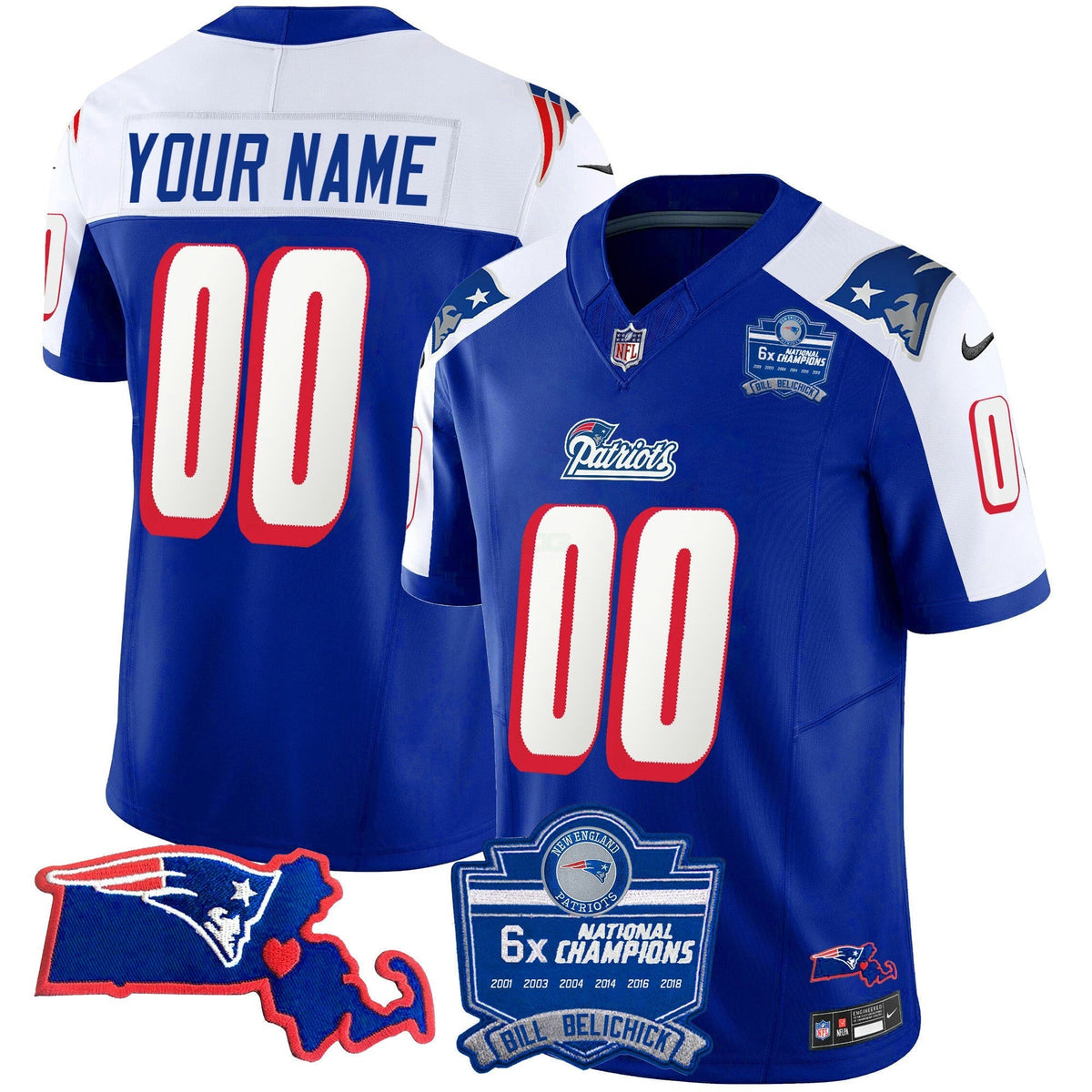 NFL Bill Belichick 6x Champions Patch Vapor Jersey