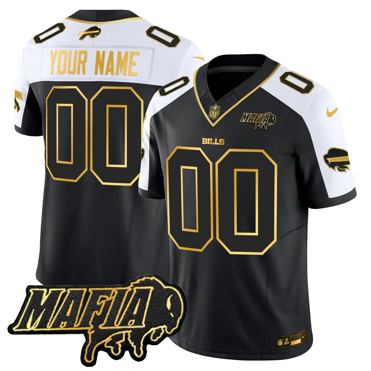 NFL Buffalo 2025 Mafia Patch Gold Vapor Limited Jersey
