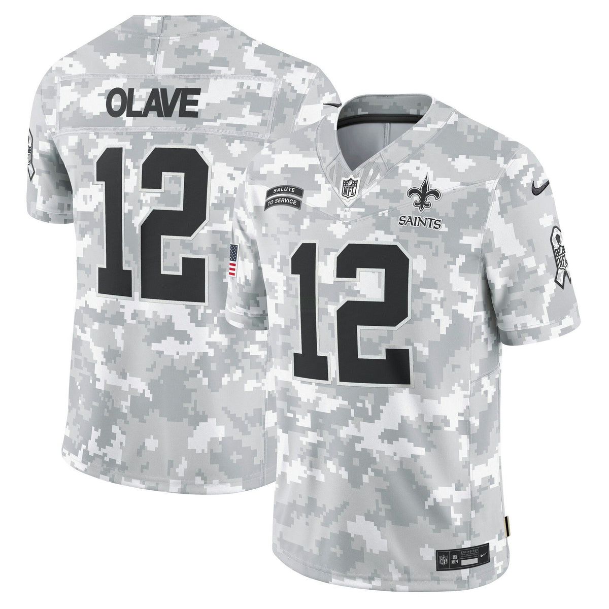 NFL Chris Olave New Orleans 2024 Salute to Service Vapor Limited Jersey – Arctic Camo - Arctic Camo
