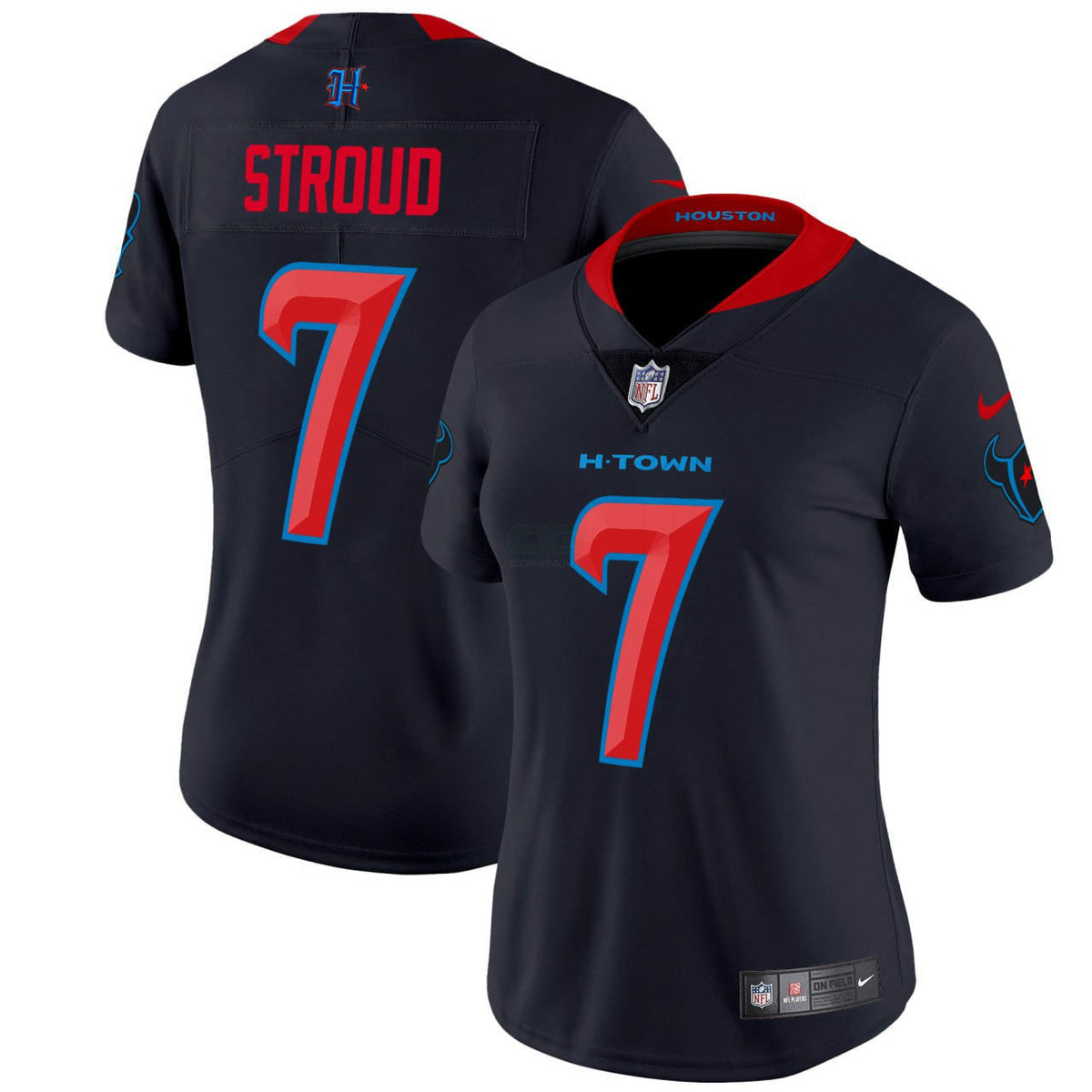 NFL CJ Stroud Houston Patch Navy Blue Limited Women Jersey - Navy Blue Limited