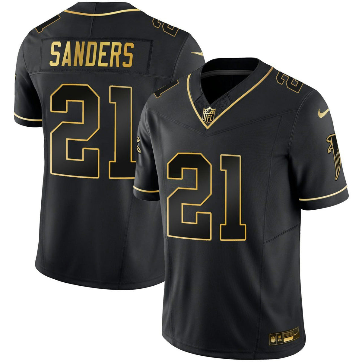 NFL Deion Sanders Atlanta Black Gold Jersey - Black Gold