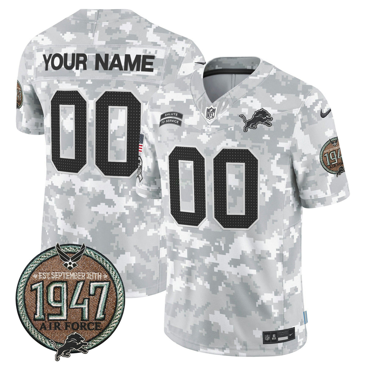 NFL Detroit 2024 Salute to Service Establishment Year Patch Vapor Limited Jersey