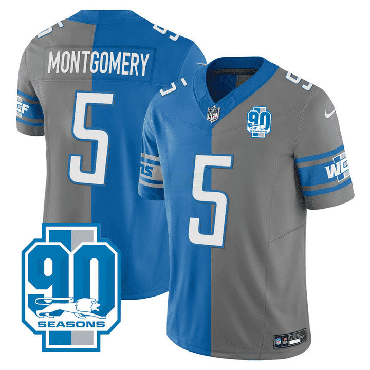 NFL Detroit 90th Year Patch Split Vapor Jersey