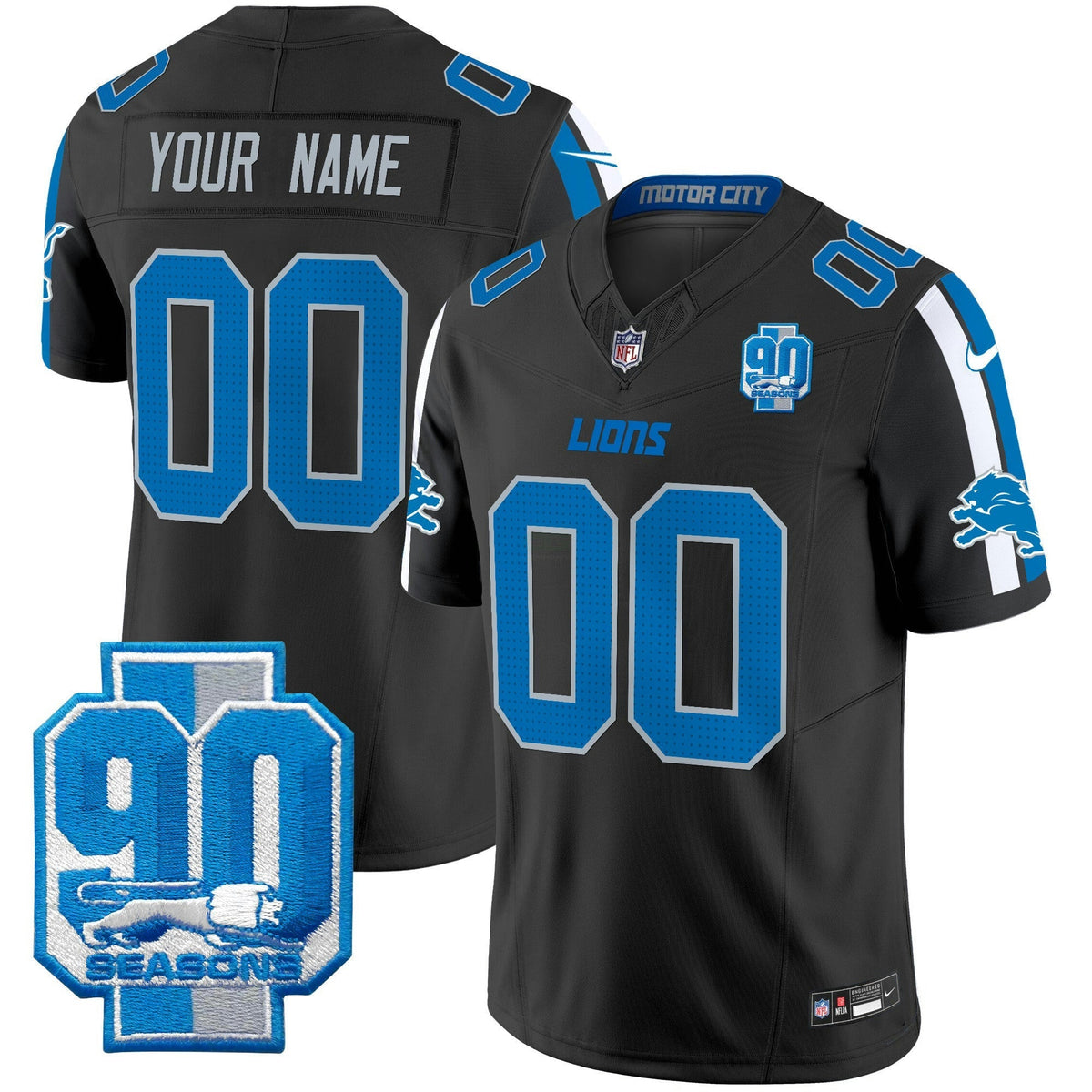 NFL Detroit 90th Year Patch Vapor Limited Jersey