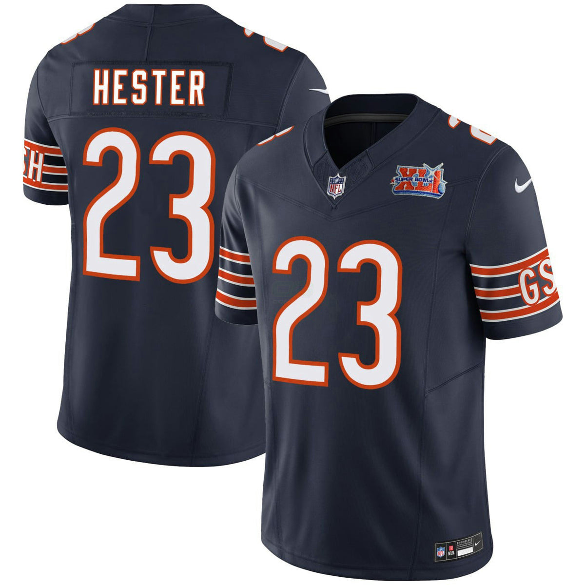 NFL Devin Hester Chicago GSH Navy Blue Super Bowl Patch Jersey - Navy Blue