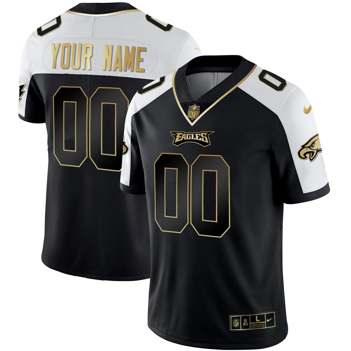 Jersey NFL Gold & Split Custom Name and Number