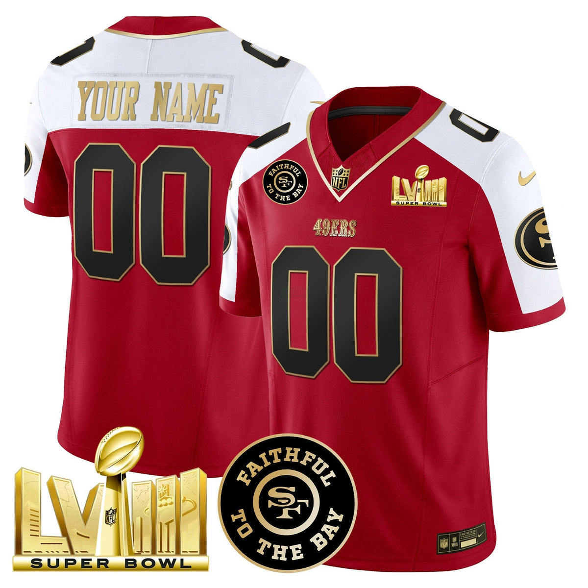 NFL Faithful & Super Bowl LVIII Gold Patch Vapor Jersey