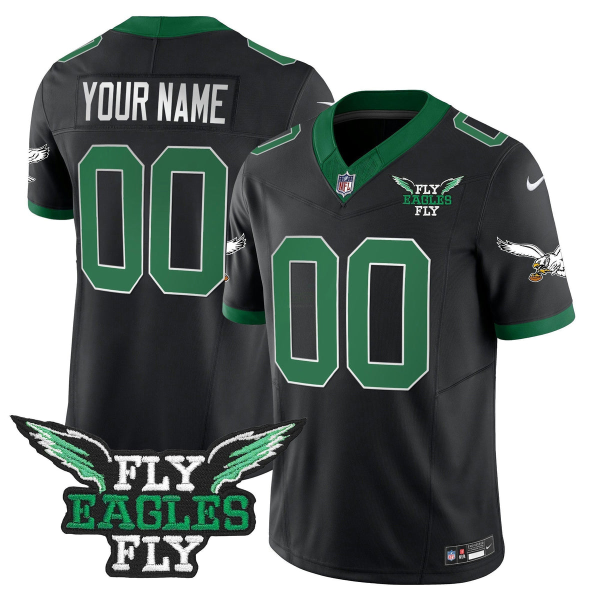 NFL Fly Fly Patch Throwback Kelly Green Vapor Jersey