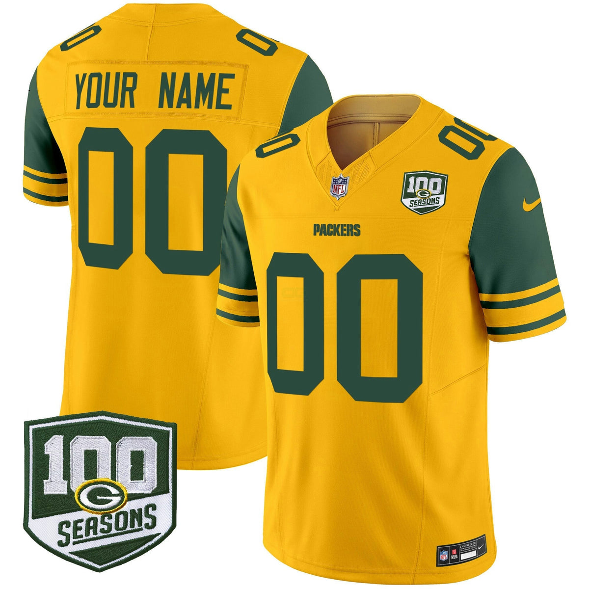 NFL Green Bay Throwback 100th Season Patch Vapor Limited Jersey