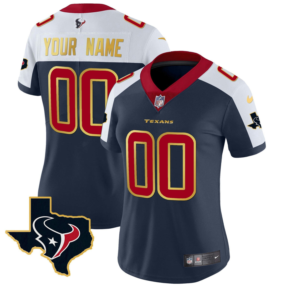 NFL Houston Gold Trim Vapor Jersey