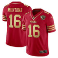 NFL Joe Montana 75th Anniversary Patch Red Gold Jersey - Joe Montana