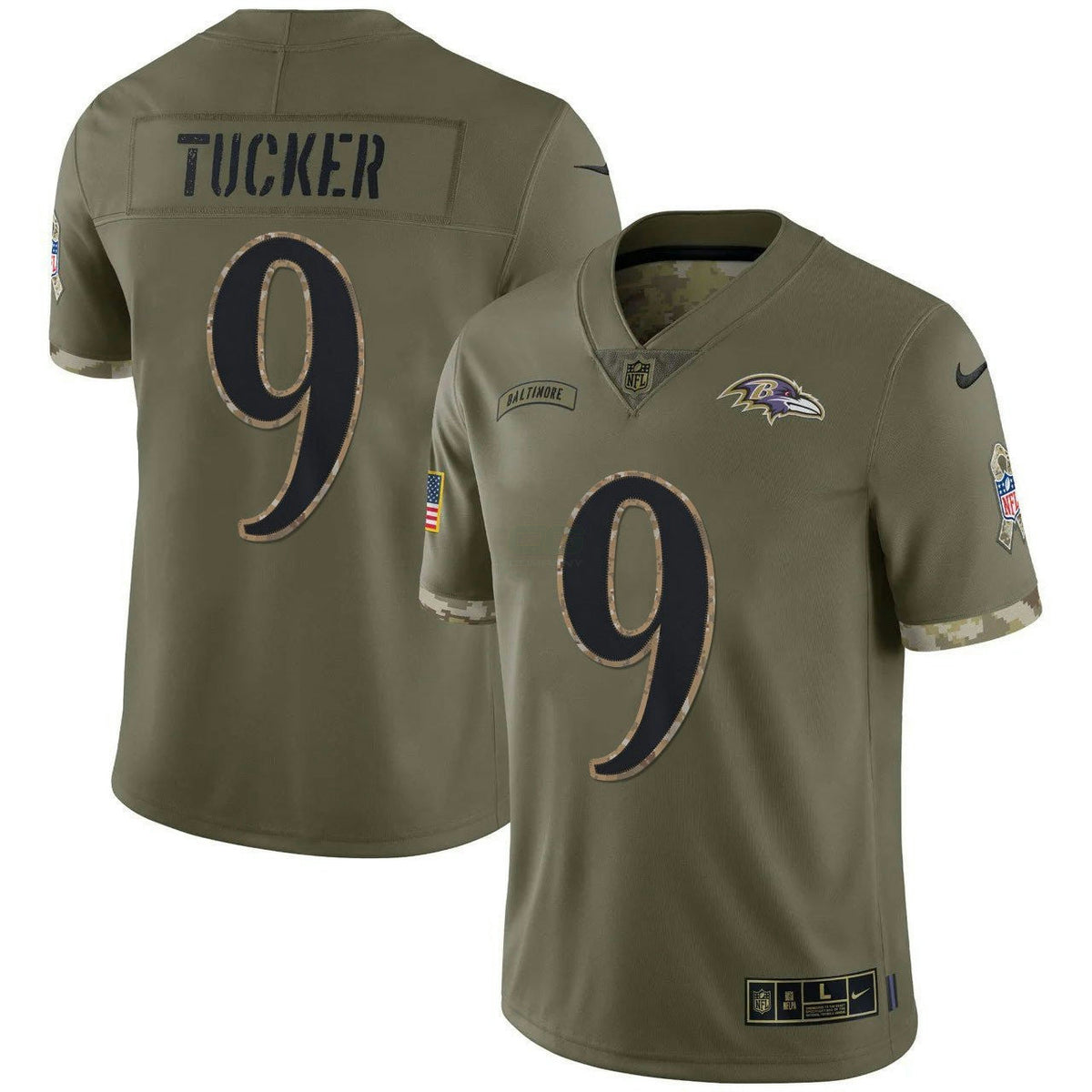NFL Justin Tucker Baltimore Olive Salute To Service Jersey