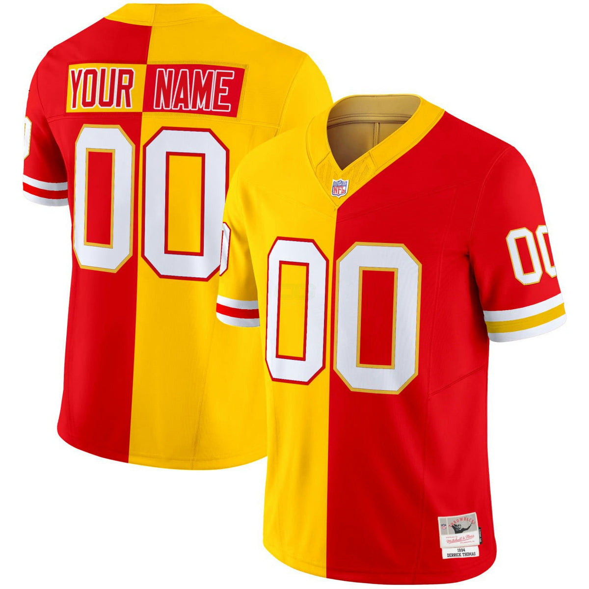 NFL Kansas Split Custom Red Gold Jersey - Red Gold