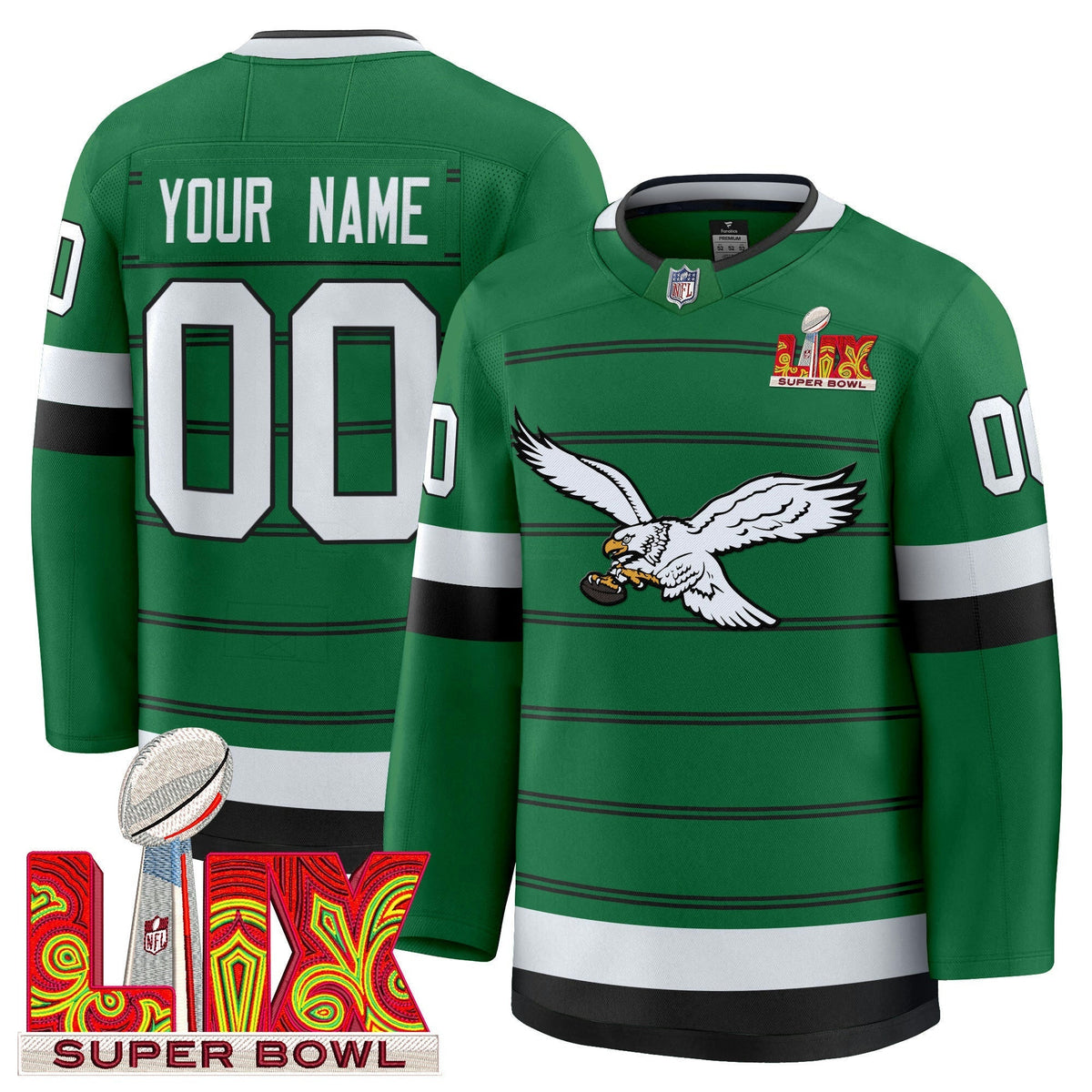 NFL Kelly Green Hockey Premium Jersey - Custom