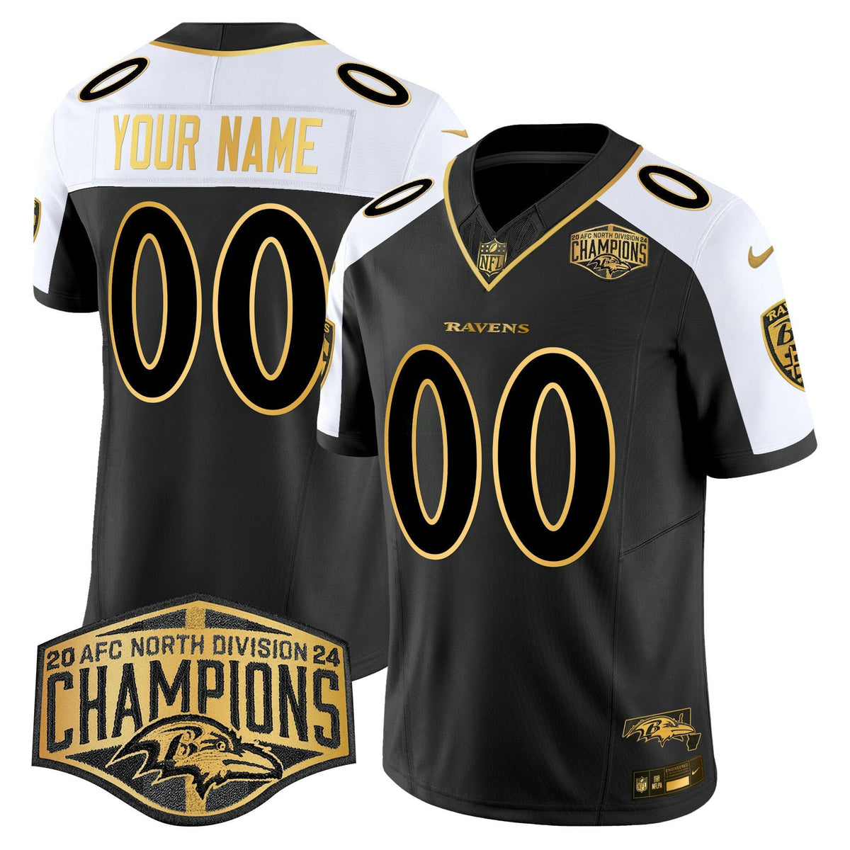 NFL Maryland 2024 AFC North Division Champions Patch Gold Vapor Limited Jersey