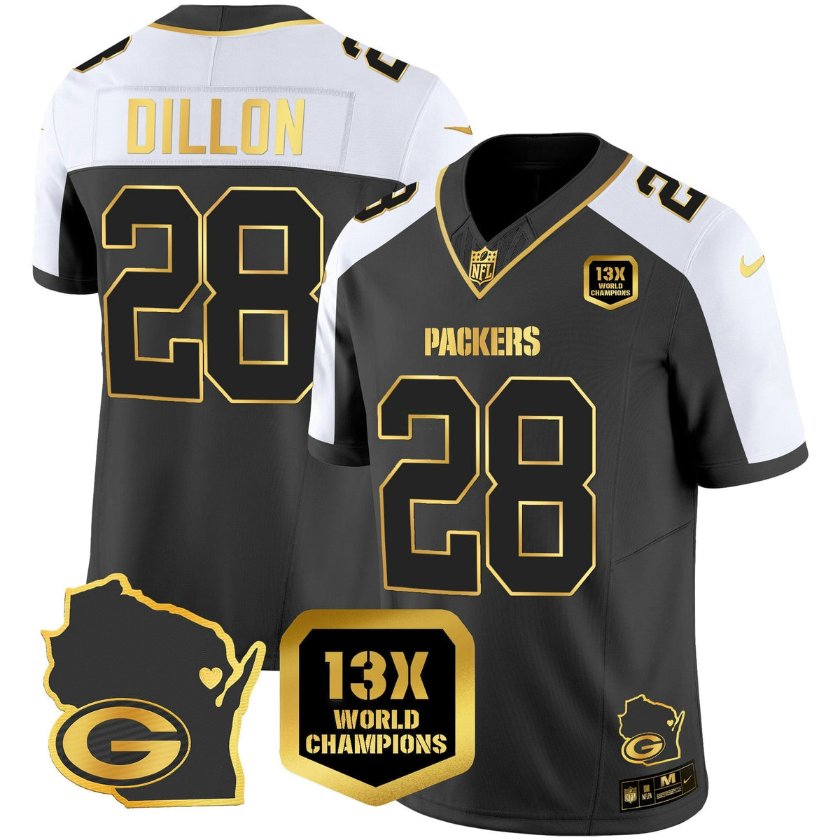 NFL Men’s 13 Time World Champions & Home Patch Gold Vapor Jersey V2