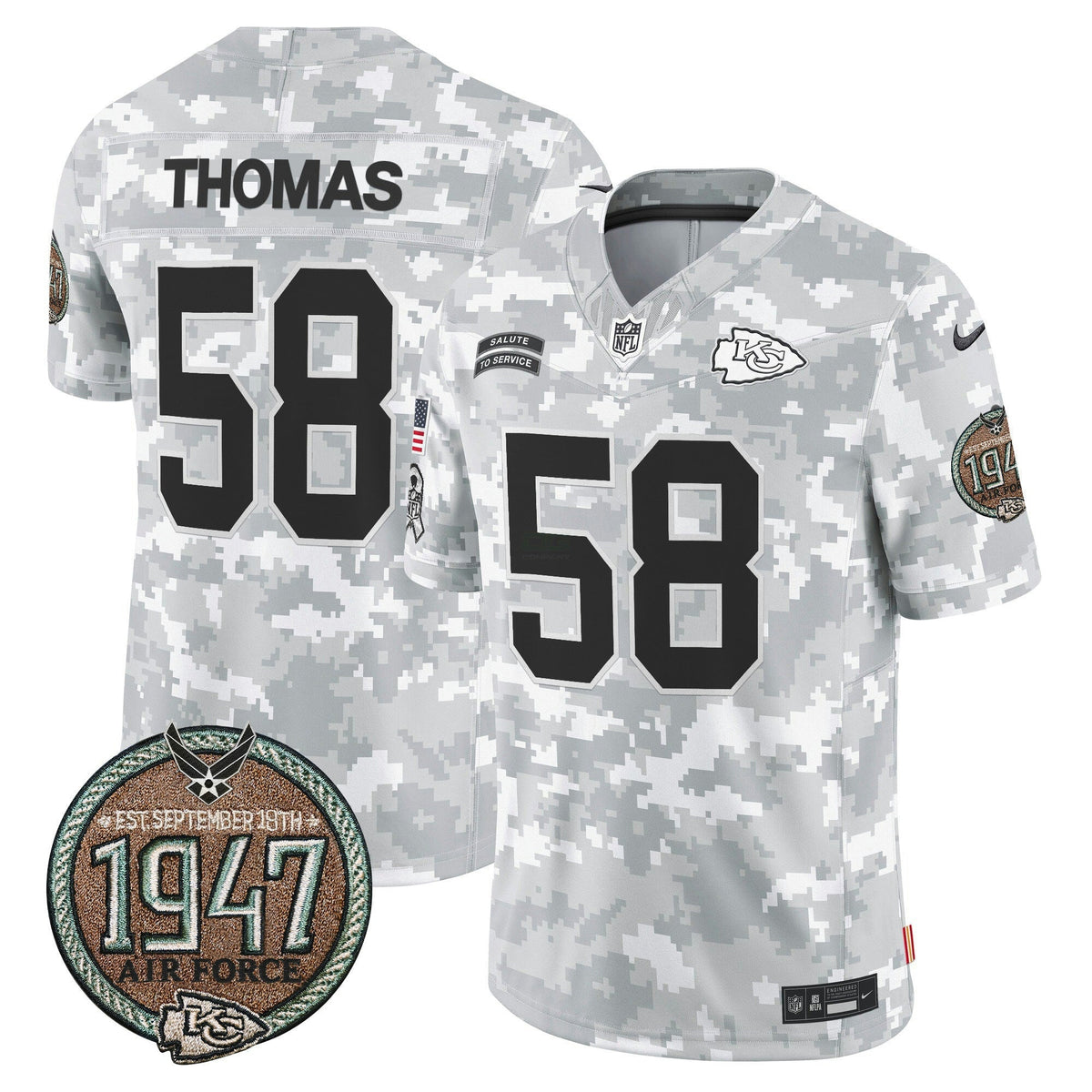 NFL Kansas City Chiefs Men’s 2024 Salute to Service Establishment Year Patch Vapor Limited Jersey
