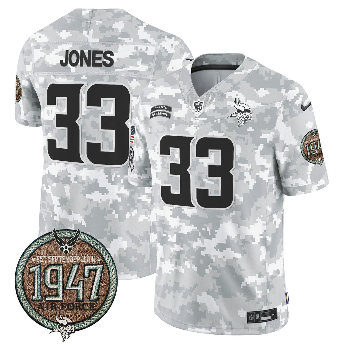 NFL Minnesota Vikings Men’s 2024 Salute to Service Establishment Year Patch Vapor Limited Jersey