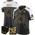 NFL Men’s #32 Jim Brown Memorial & Home Patch Gold Jersey