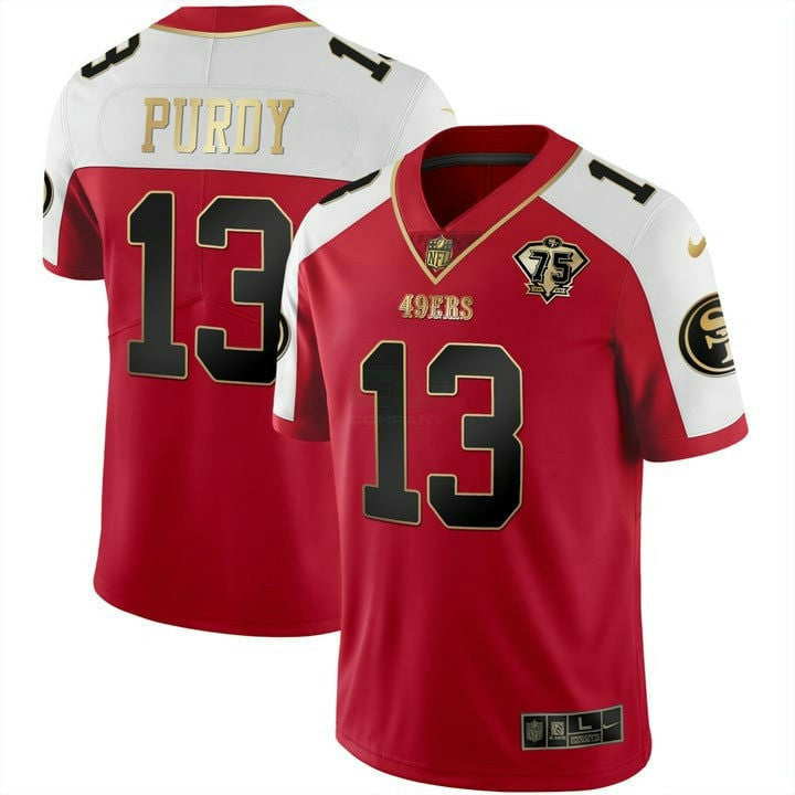 Jersey NFL Men’s 75th Anniversary Patch Vapor Black Red Gold Limited Edition