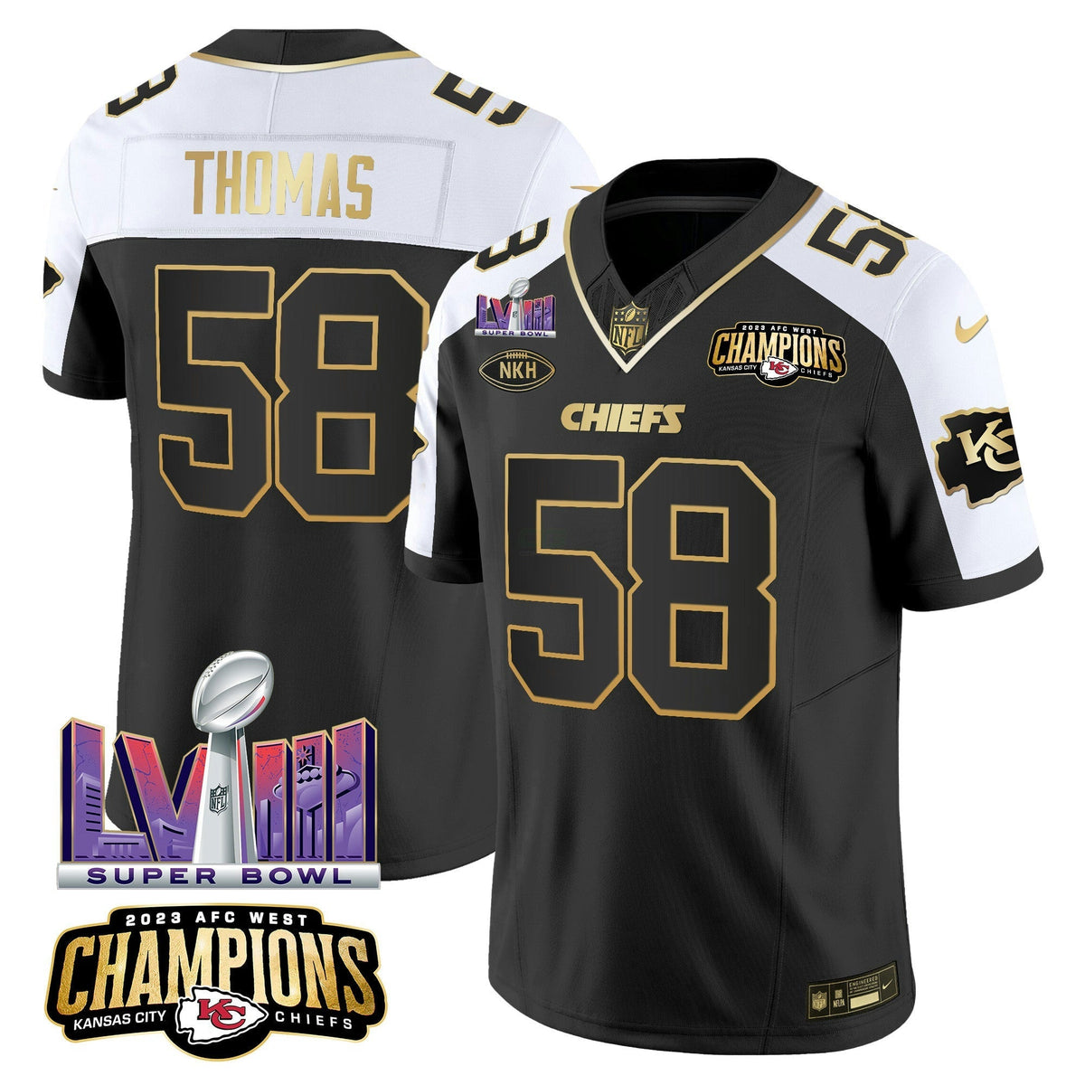 NFL Men’s AFC West Champions & Super Bowl LVIII Patch Vapor Jersey V2