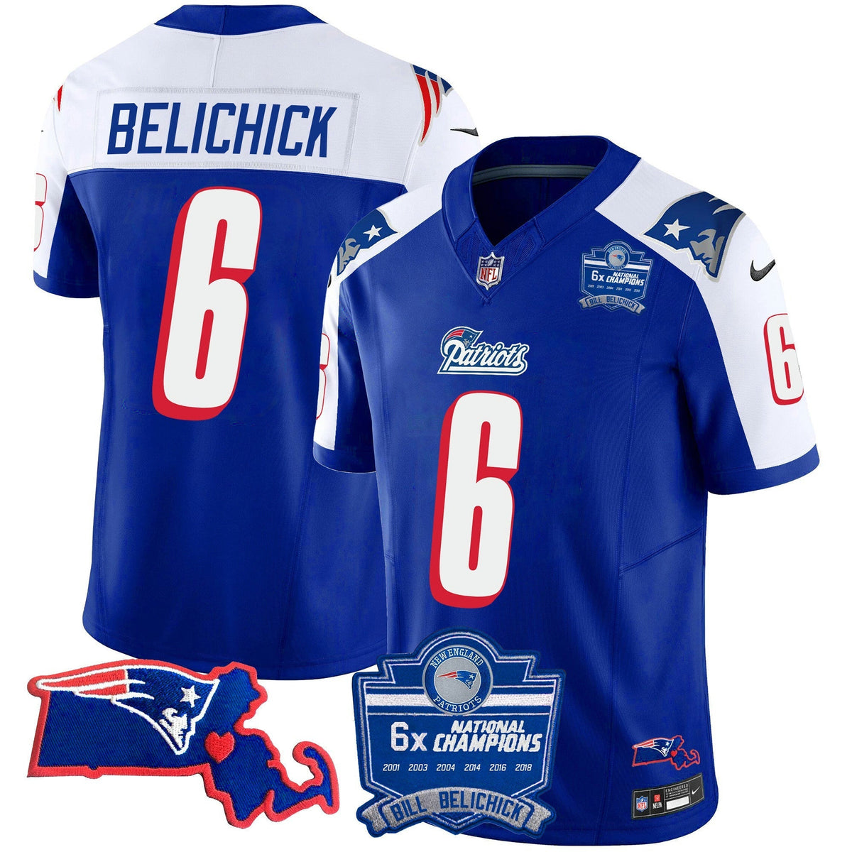 NFL Men’s Bill Belichick 6x Champions Patch Vapor Jersey
