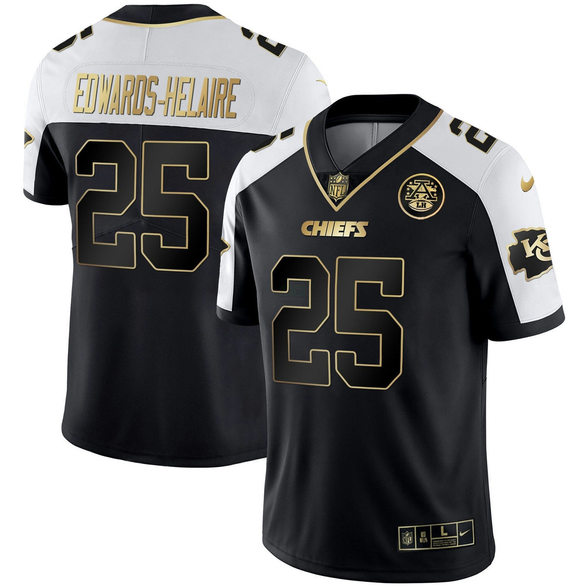 Jersey NFL Kansas City Chiefs Men’s White Gold & Black Gold