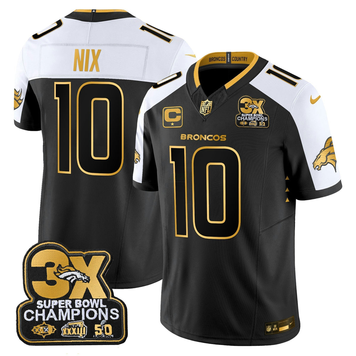 NFL Men’s Denver 3-Time Champions Patch Gold Vapor Limited Jersey
