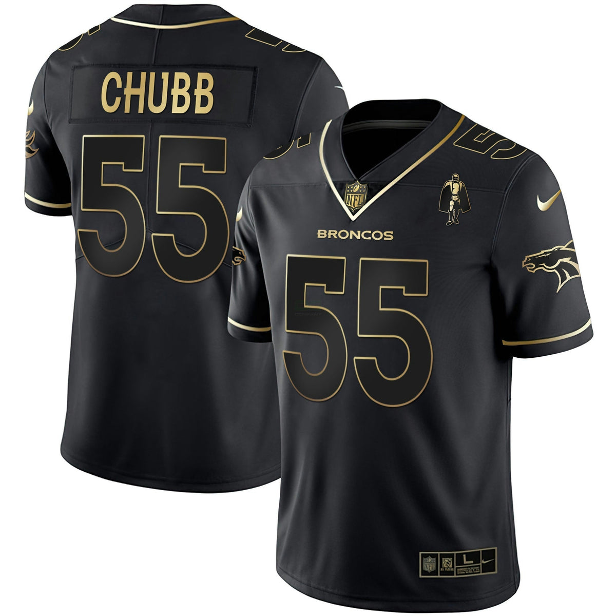 NFL Men’s Denver White Gold and Black Gold Jersey