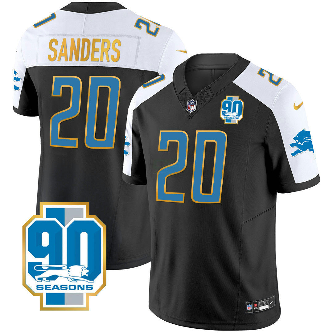 NFL Men’s Detroit 90th Year Patch Gold Trim Jersey