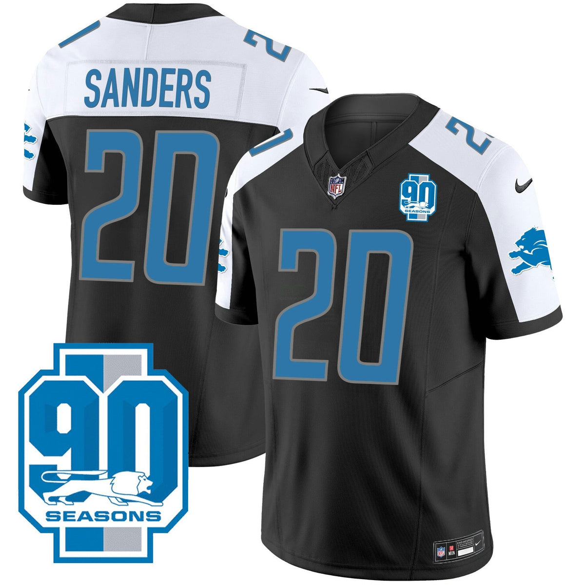 NFL Detroit Lions Men’s Detroit 90th Year Patch Jersey - Black Alternate