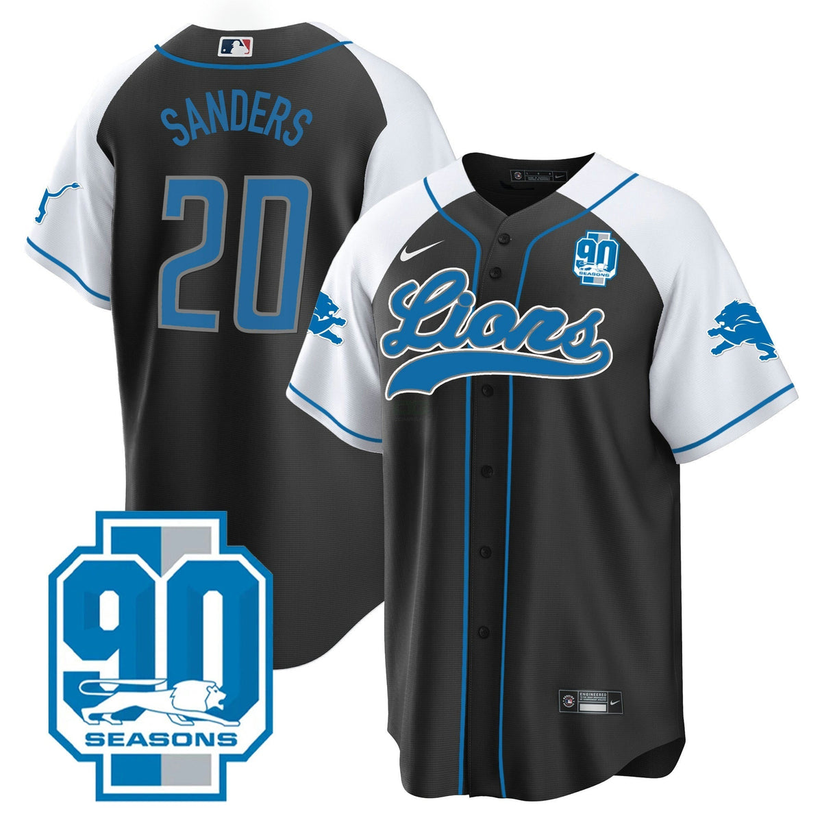 NFL Detroit Lions Men’s Detroit 90th Year Patch Jersey - Baseball