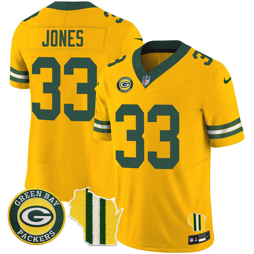 NFL Men’s Green Bay Wisconsin State Patch Vapor Limited Jersey – All Sttiched